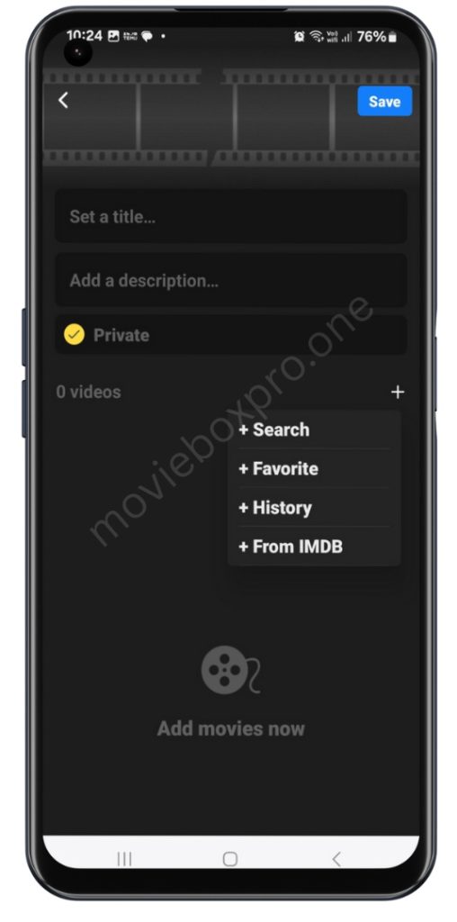 select movies add option